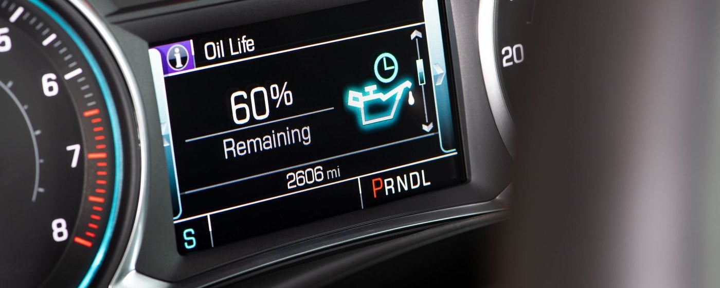 Chevrolet instrument cluster showing oil life at 60 percent remaining, a reminder for an oil change in Whitesboro, TX