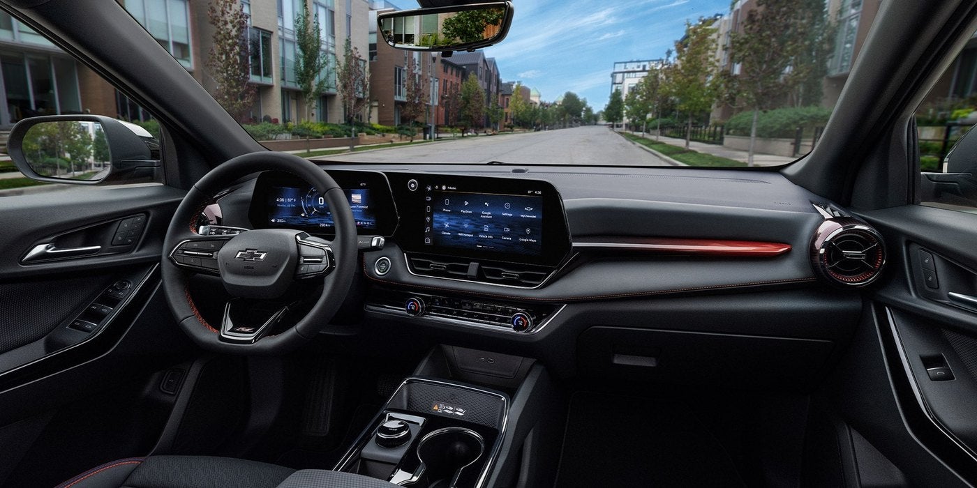 Chevrolet Equinox dashboard showing the touchscreen and climate vents, where A/C settings are adjusted