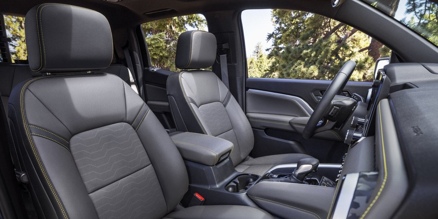 Front seats and door panel inside a Chevrolet Colorado